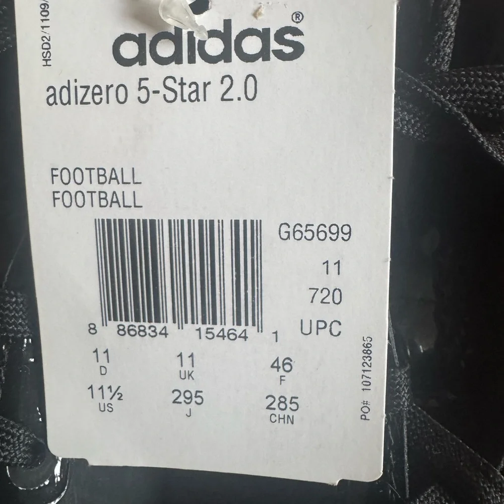 Adidas Black adizero 5-star 2.0 football cleats